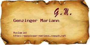 Genzinger Mariann névjegykártya